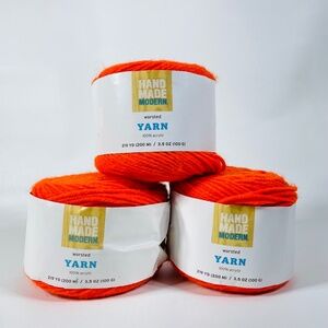Hand Made Modern Worsted Yarn 100% Acrylic 3 Pack Orange